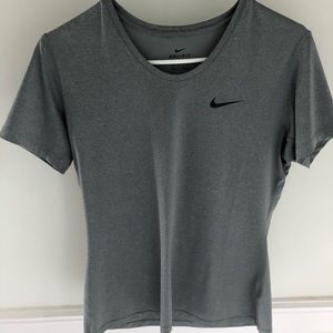 Nike Dry-fit women’s Nike Pro Cool shirt sleeve dark grey w/black Nike Swoosh XL